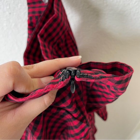 Vero Moda Red Black Gingham Ruffle Skirt Size Large - Picture 5 of 8